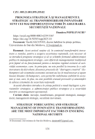 Prognoza strategică și managementul strategic al transformărilor inovatoare sunt cei mai importanți factori în asigurarea securității naționale